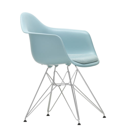 Eames Plastic Side Chair DAR gepolstert Gestell verchromt Schwarz