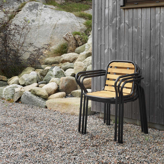 Vig Gartenarmlehnstuhl Holz Schwarz