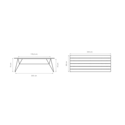 Sketch Outdoor Tisch 220x88cm