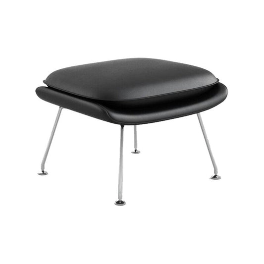 Womb Relax Ottoman / Hocker Gestell verchromt Leder Schwarz